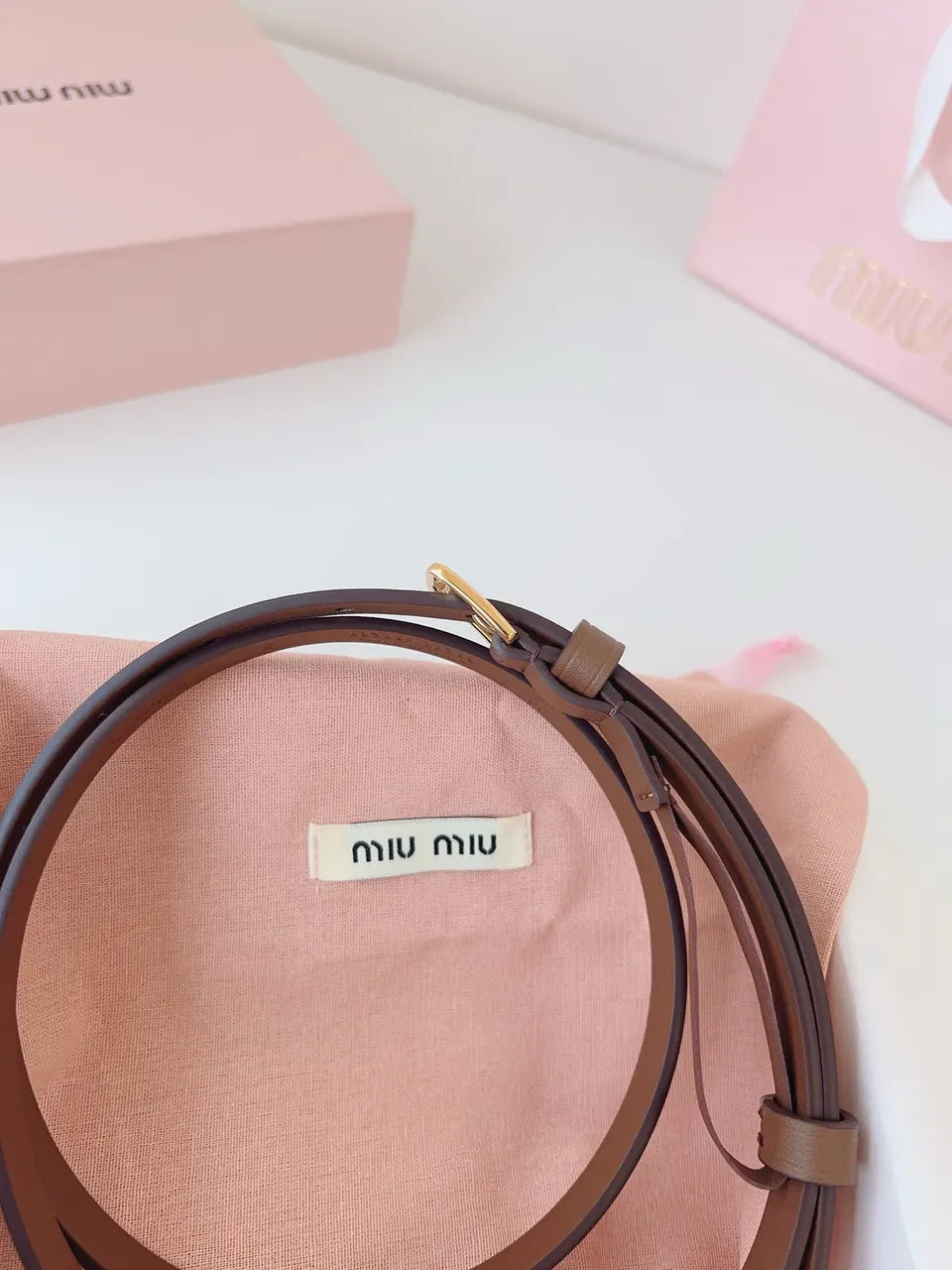 Miu Miu Brown Leather Belt - Hình 8