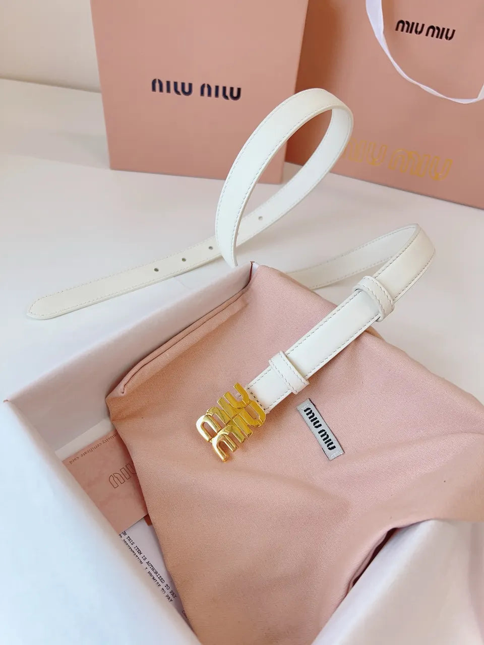 Miu Miu White Leather Belt - Hình 3