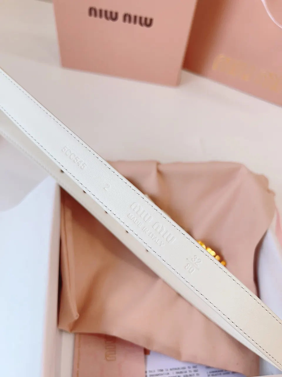 Miu Miu White Leather Belt - Hình 5
