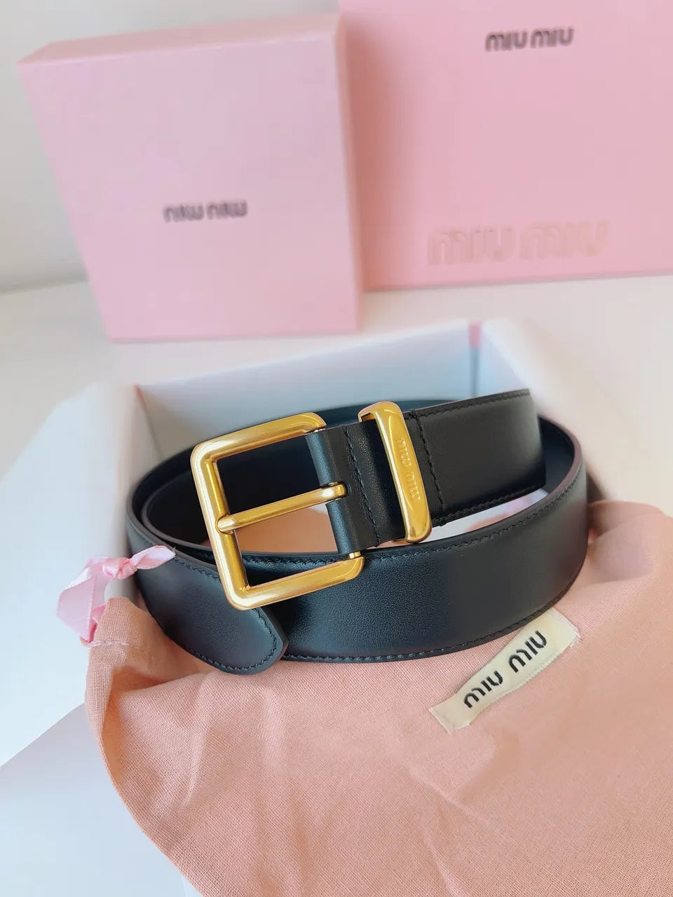 Miu Miu Black Leather Belt - Hình 9