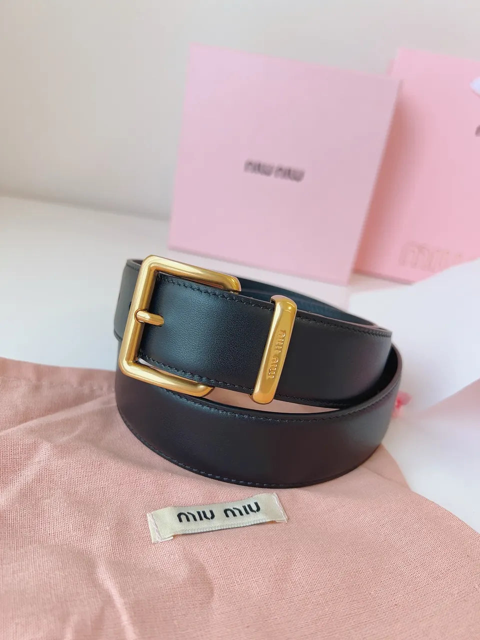 Miu Miu Black Leather Belt - Hình 6