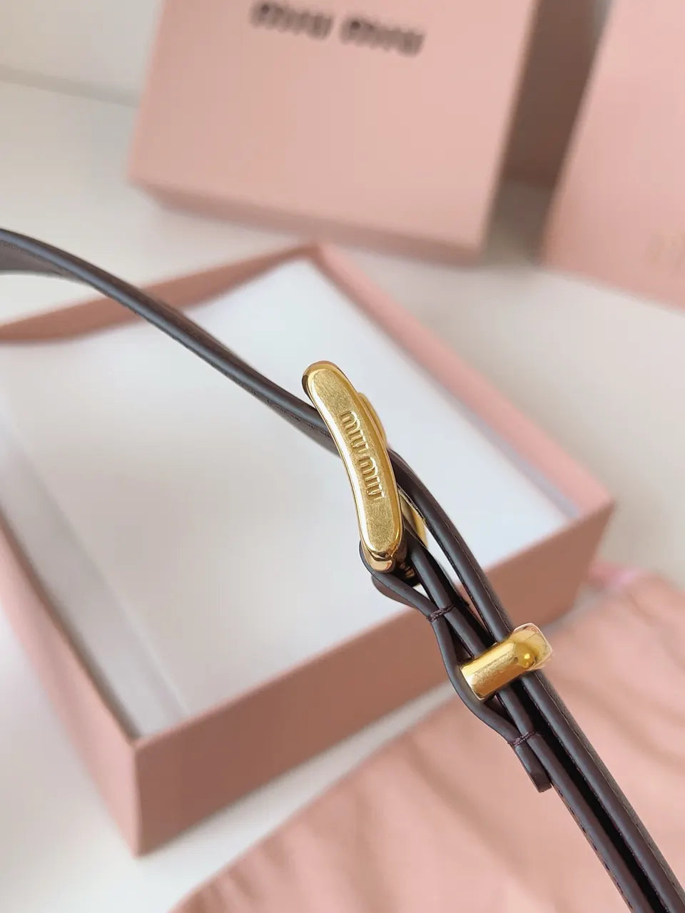 Miu Miu Burgundy Belt - Hình 3