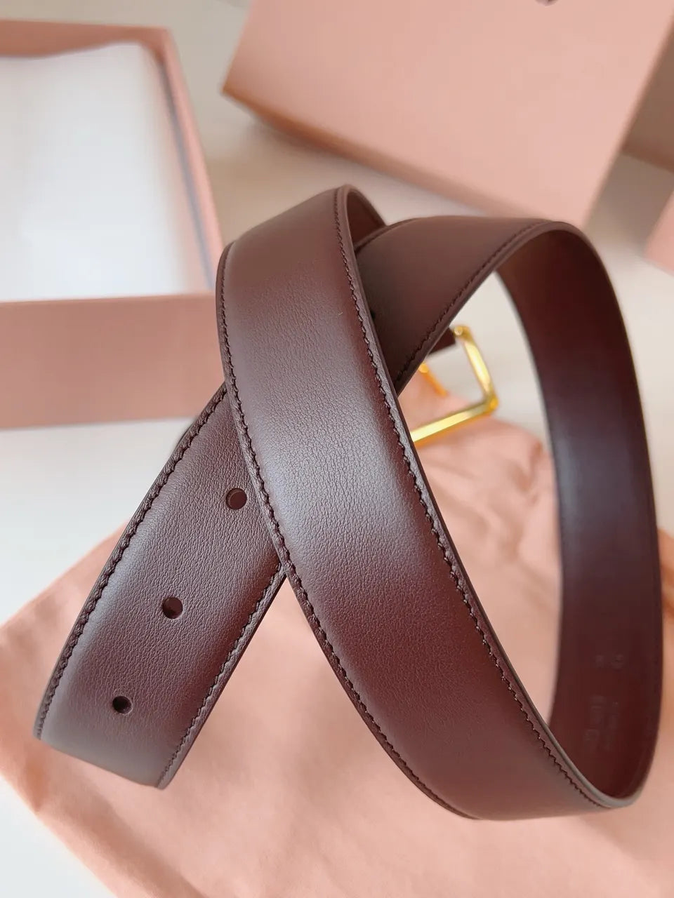 Miu Miu Burgundy Belt - Hình 4