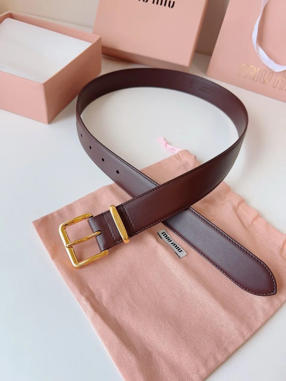 Miu Miu Burgundy Belt - Hình 7