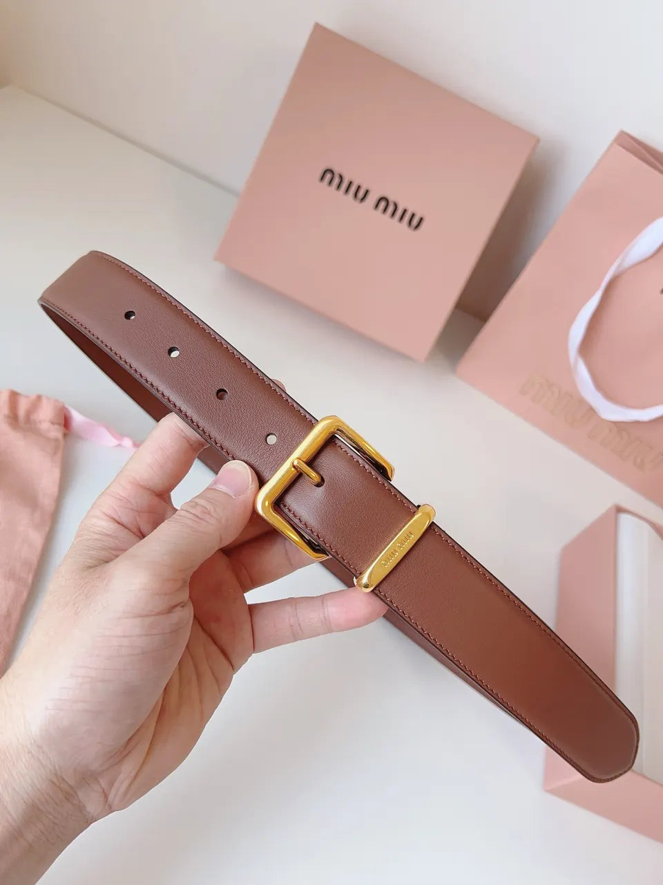 Miu Miu Brown Belt - Hình 8