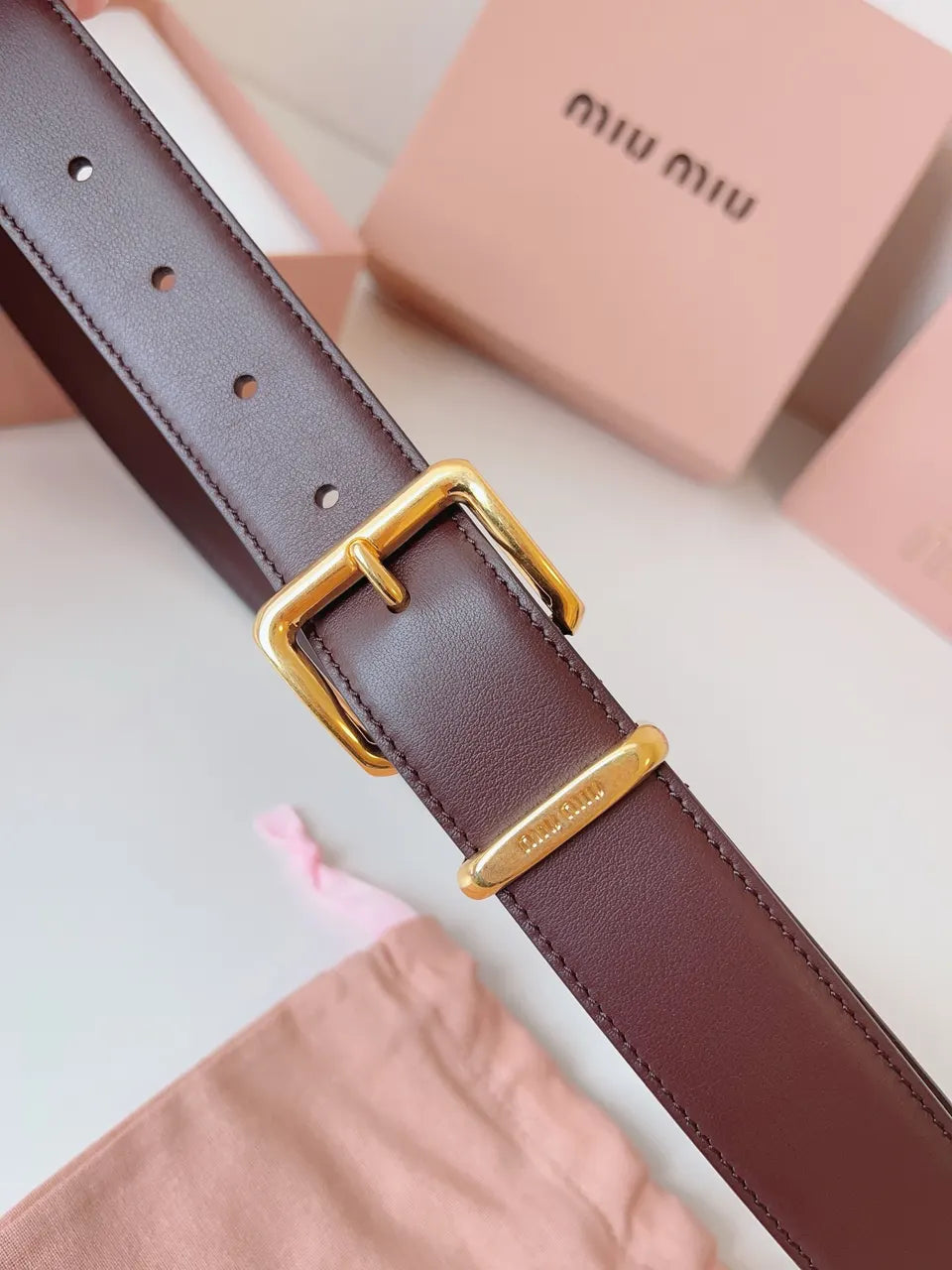 Miu Miu Burgundy Belt - Hình 5