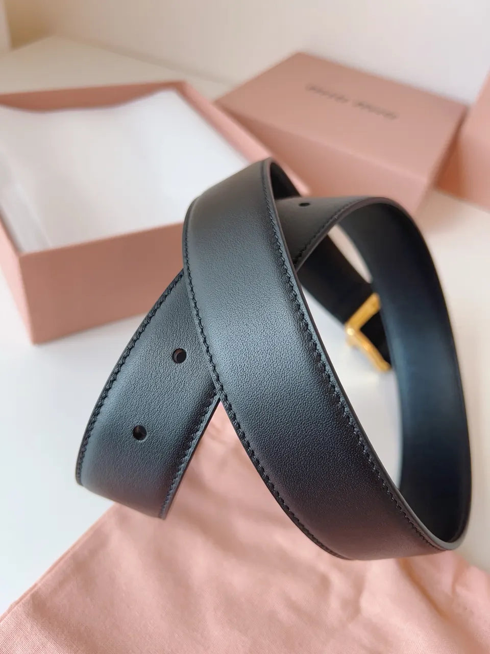 Miu Miu Black Leather Belt - Hình 6