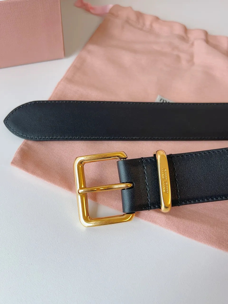 Miu Miu Black Leather Belt - Hình 4