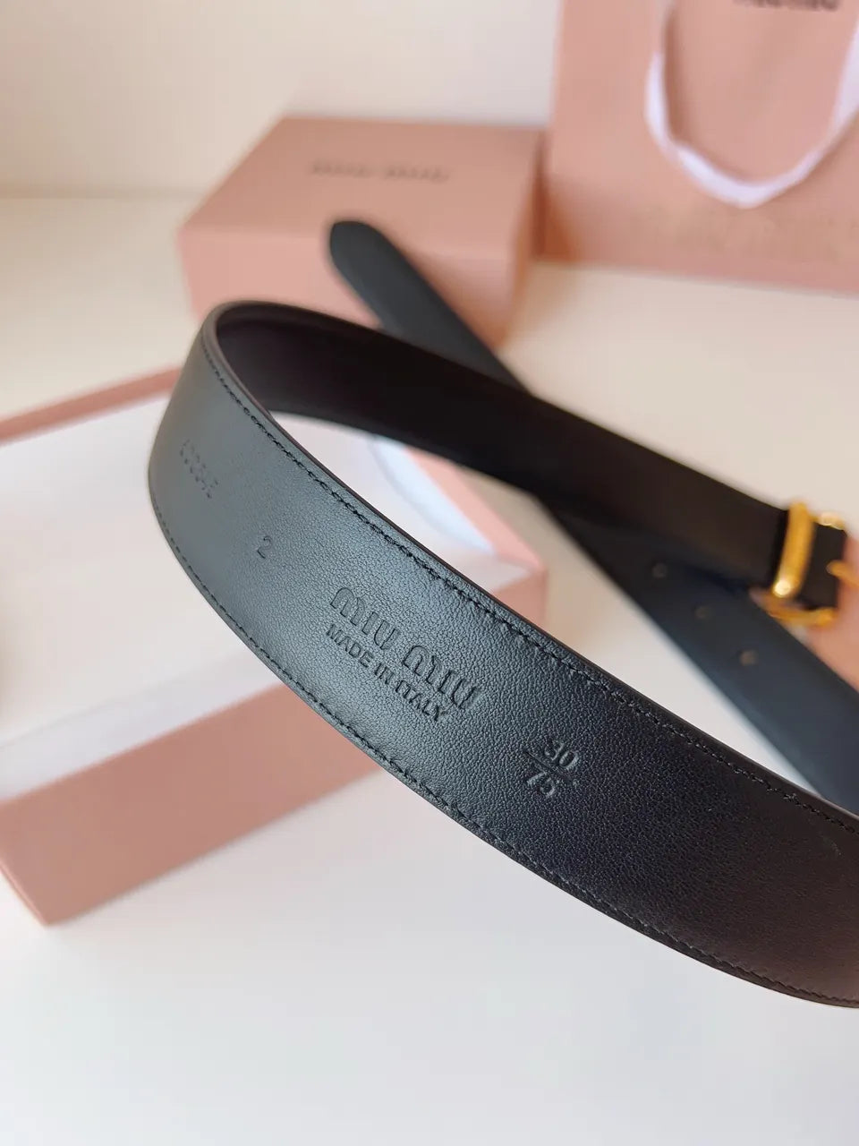 Miu Miu Black Leather Belt - Hình 3