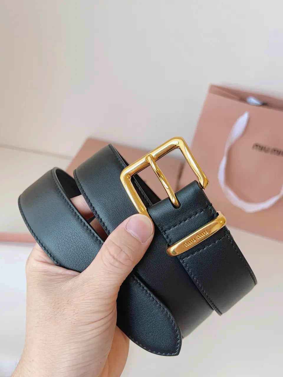 Miu Miu Black Leather Belt