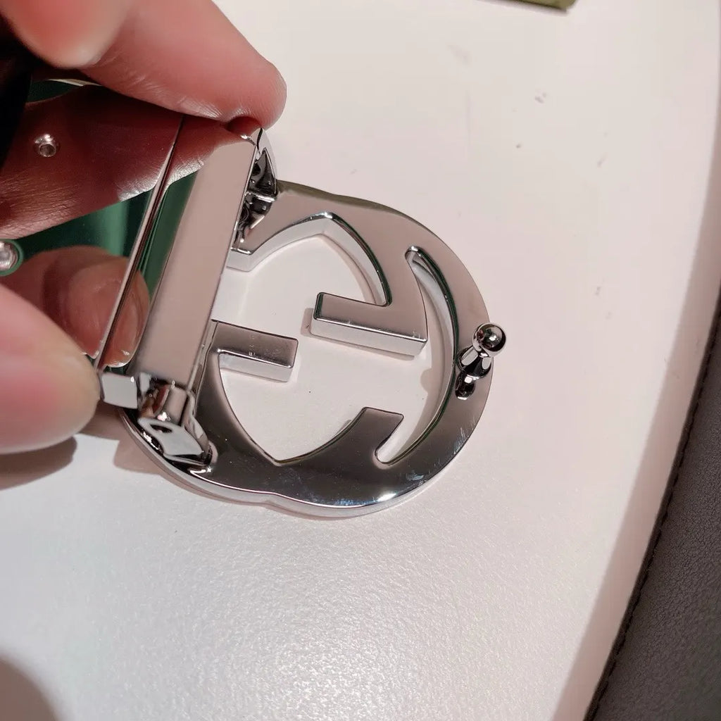 silver Gucci Beige GG Supreme Belt - Hình 5
