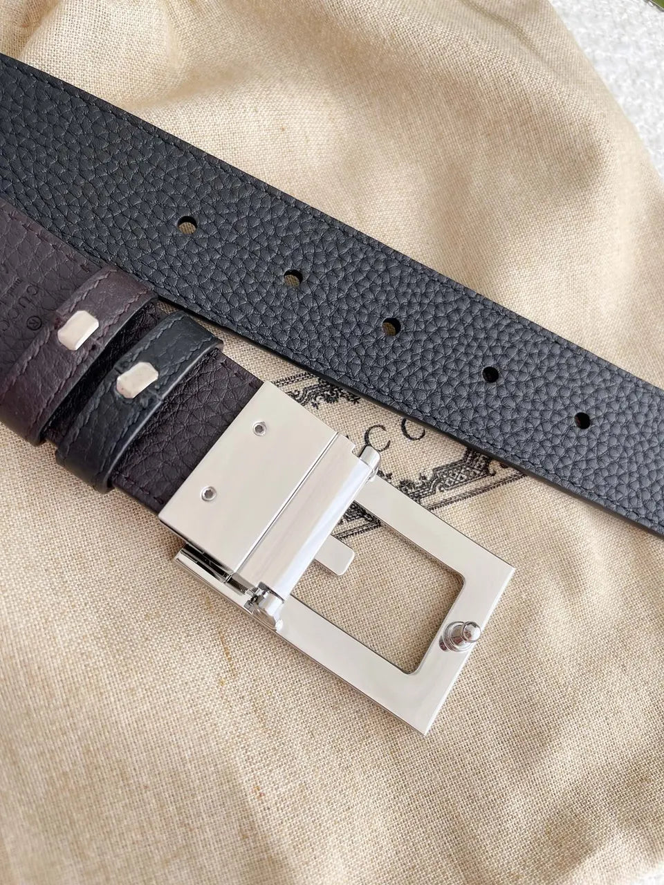 Gucci Black Leather Silver Buckle - Hình 4