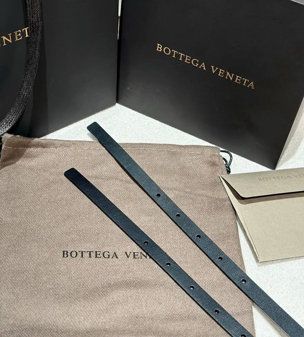 leather Bottega Veneta Black Belt - Hình 3